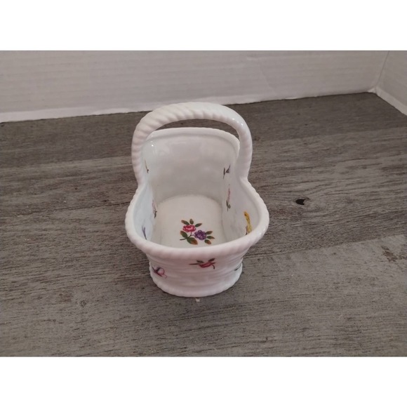 Butterflies and Flowers Vintage Irice Ceramic Basket Made fin Japan - Picture 3 of 8